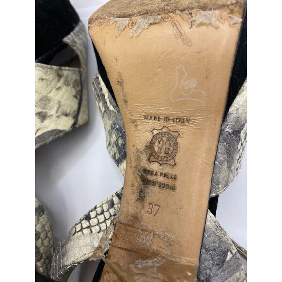 Moda Di Fausto Off White Black Platform Sandals Sz 6.5 - Picture 6 of 6